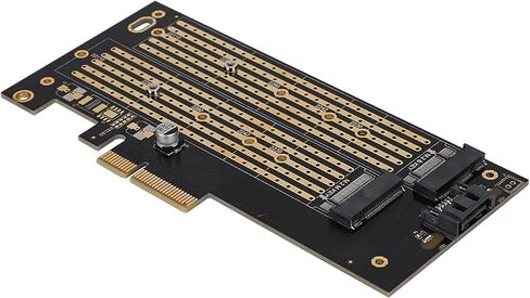 plplaaoo PCIE إلى M.2 SATA NVME بطاقة توسيع القرص المزدوج عالية السرعة محول فتحة مزدوجة لـ 2230 2242 2260 2280 22110 M.2 SSDs مع مؤشر LED ومنظم جهد مكثف صلب in Saudi Arabia