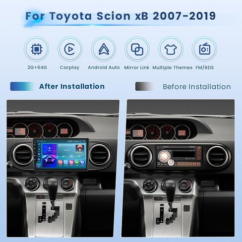 راديو 2 + 64G لسيارة Toyota Scion xB 2007-2019 CarPlay ستيريو للسيارة أندرويد 15 شاشة لمس 9 "أندرويد كاميرا احتياطية للسيارات نظام تحديد المواقع EQ 28UI in Saudi Arabia
