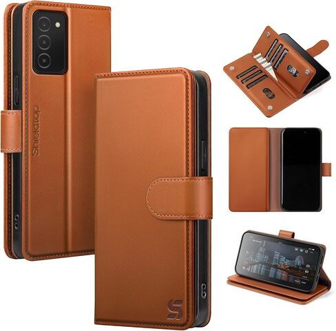 Compatible with Samsung Galaxy A03S US Wallet Case with Card Holder,RFID Blocking PU Leather Phone Case Folio Flip Shockproof TPU Protective Cover Credit Card Slots Women Men,Light Brown in Kuwait