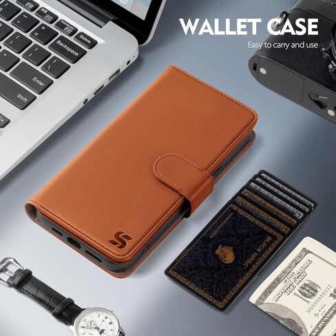 Compatible with Samsung Galaxy A03S US Wallet Case with Card Holder,RFID Blocking PU Leather Phone Case Folio Flip Shockproof TPU Protective Cover Credit Card Slots Women Men,Light Brown in Kuwait