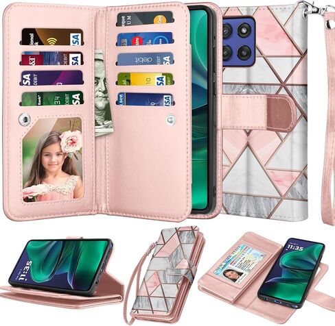 حافظة NJJEX لهاتف Motorola Moto G Stylus 5G 2025، حافظة محفظة Moto G Stylus 5G 2025، [9 فتحات للبطاقات] حامل ائتمان من جلد البولي يوريثان فليب [قابل للفصل] غطاء هاتف مغناطيسي وحبل [أسود] in Kuwait