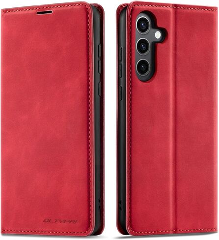 QLTYPRI Case for Samsung Galaxy A36, Premium PU Leather Cover TPU Bumper with Card Holder Kickstand Hidden Magnetic Adsorption Shockproof Flip Wallet Case for Samsung Galaxy A36 - Black in Saudi Arabia