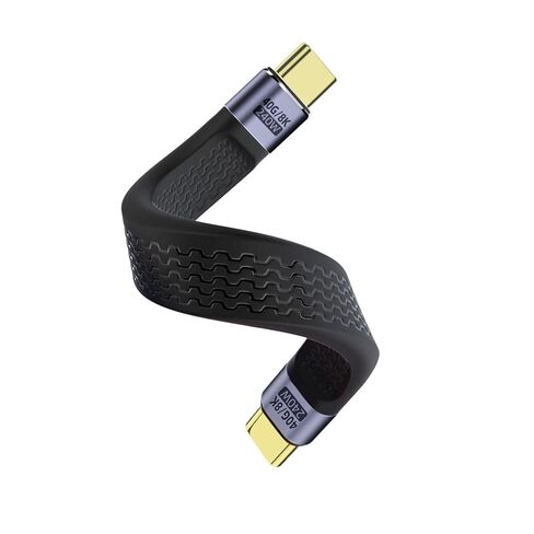 QIANRENON 240W USB4.0 C PD كابل قصير للشحن السريع 40 جيجابت في الثانية USB نوع C ذكر إلى ذكر كابل قصير للبيانات المسطحة 8K@60 هرتز صوت/فيديو، شحن 48 فولت/5 أمبير، للهواتف الذكية، بنك الطاقة، الكمبيوتر اللوحي، 13 سم/5.1 بوصة in Kuwait