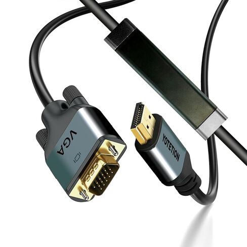HDMI to VGA 40Ft Cable with IC, Gold-Plated HDMI to VGA Compatible for Computer, Desktop, Laptop, PC, Monitor, Projector,HDTV, Raspberry Pi, Roku, Xbox and More, Green-Gray Aluminum Shell in Saudi Arabia