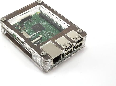 Zebra Walnut Clear~ Raspberry Pi3, 2 and B+ with Heatsinks & GPIO access by C4Labs in Saudi Arabia