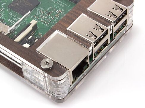 Zebra Walnut Clear~ Raspberry Pi3, 2 and B+ with Heatsinks & GPIO access by C4Labs in Saudi Arabia