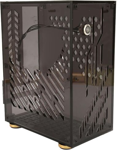 Mini ITX PC Case, ITX Computer Case with 4.3L Capacity, 360° Cooling, Clear Side Panel, Gaming PC Case for Flex 1U Power 2.5in SSD (Black) in Saudi Arabia