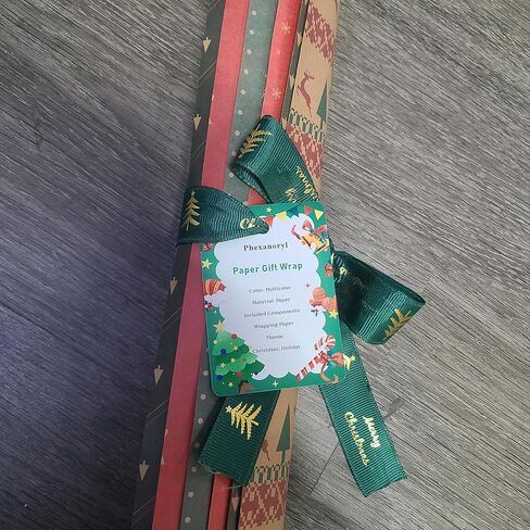 Phexanoryl Paper Gift Wrap, Holiday Themed Designs, Thick & Non-See Through Wrapping Paper for Presents, 6 Sheets, 27x20in in Saudi Arabia