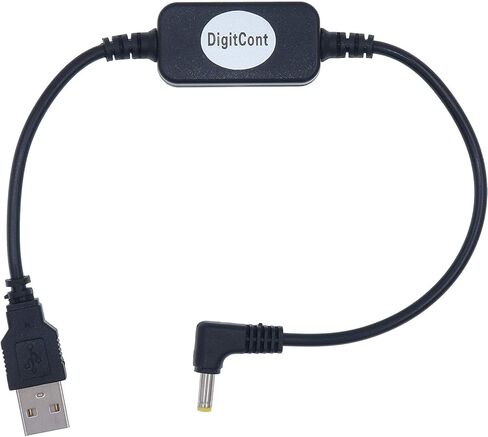 DigitCont USB 5V to DC 12V 4mm x 1.7mm Power Cable, Compatible with Dot Devices, USB Voltage Step Up Converter Cable, Power Supply Adapter Cable, 1 feet, DC 5V to DC 12V Cable (Black) (2019 Edition) in Saudi Arabia