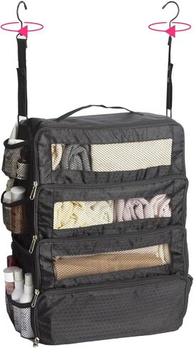 Hanging Travel Organizer, Carry-on Luggage Suitcase Organizer, Travel Essentials Portable Travel Shelves Packing Cube, Black in Saudi Arabia