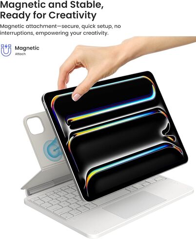 حافظة لوحة مفاتيح typecase Studio لجهاز iPad Pro 11 بوصة (M4) 2024، حافظة لوحة مفاتيح iPad مع إضاءة خلفية 11 لونًا، لوحة مفاتيح iPad متعددة الزوايا للنوع والعرض والرسم والقراءة، لوحة تتبع انقر في أي مكان، أبيض in Kuwait