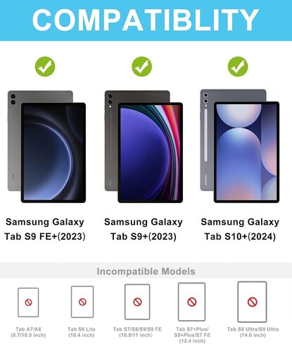 حافظة لوحة مفاتيح لجهاز Samsung Galaxy Tab S9 Plus/S10 Plus مقاس 12.4 بوصة، بإضاءة خلفية 7 ألوان مع حامل قلم S، لوحة مفاتيح لاسلكية مغناطيسية قابلة للفصل لجهاز Samsung Tab S10 Plus/S9 Plus (أزرق سماوي) in Kuwait