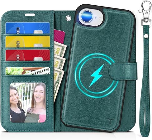 حافظة TUCCH لهاتف iPhone 16e Wallet 6.1 بوصة، [حزام المعصم] [قابل للفصل] حافظة محفظة جلدية PU مغناطيسية مزودة بحجب RFID [شحن لاسلكي] 4 حاملات بطاقات وغطاء فوليو لهاتف iPhone 16e، أرجواني أرجواني in Kuwait