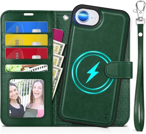 حافظة TUCCH لهاتف iPhone 16e Wallet 6.1 بوصة، [حزام المعصم] [قابل للفصل] حافظة محفظة جلدية PU مغناطيسية مزودة بحجب RFID [شحن لاسلكي] 4 حاملات بطاقات وغطاء فوليو لهاتف iPhone 16e، أرجواني أرجواني in Kuwait