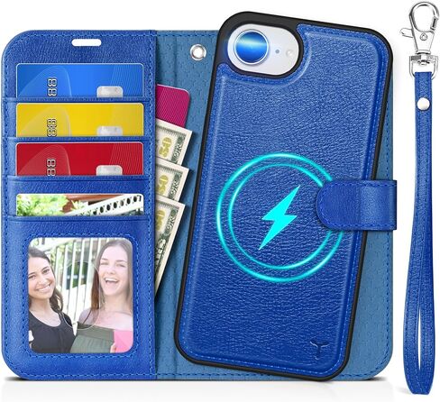 حافظة TUCCH لهاتف iPhone 16e Wallet 6.1 بوصة، [حزام المعصم] [قابل للفصل] حافظة محفظة جلدية PU مغناطيسية مزودة بحجب RFID [شحن لاسلكي] 4 حاملات بطاقات وغطاء فوليو لهاتف iPhone 16e، أرجواني أرجواني in Kuwait