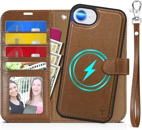 حافظة TUCCH لهاتف iPhone 16e Wallet 6.1 بوصة، [حزام المعصم] [قابل للفصل] حافظة محفظة جلدية PU مغناطيسية مزودة بحجب RFID [شحن لاسلكي] 4 حاملات بطاقات وغطاء فوليو لهاتف iPhone 16e، أرجواني أرجواني in Kuwait