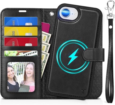 حافظة TUCCH لهاتف iPhone 16e Wallet 6.1 بوصة، [حزام المعصم] [قابل للفصل] حافظة محفظة جلدية PU مغناطيسية مزودة بحجب RFID [شحن لاسلكي] 4 حاملات بطاقات وغطاء فوليو لهاتف iPhone 16e، أرجواني أرجواني in Kuwait