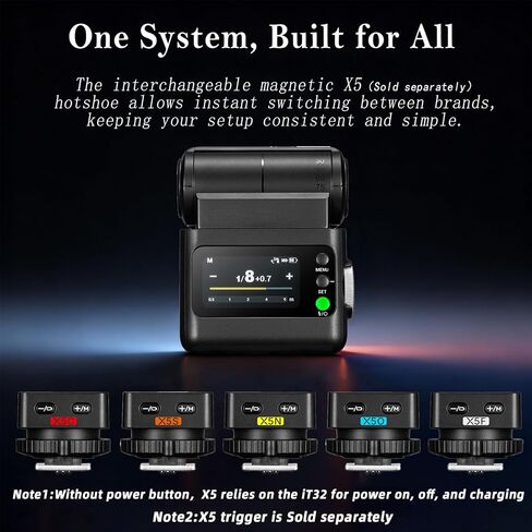 Godox IT32 TTL Camera Flash with X5S X5N Flash Trigger,Magnetic Hotshoe & Trigger 2-in-1,Colorful Touch Screen,Rotatable Flash Head,X System TTL&HSS,LED Modeling Lamp,Creative Accessories in Saudi Arabia