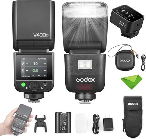 فلاش Godox V480 لكاميرات Canon مع مشغل فلاش لاسلكي X3-C X3C X3 C يعمل باللمس TTL in Saudi Arabia