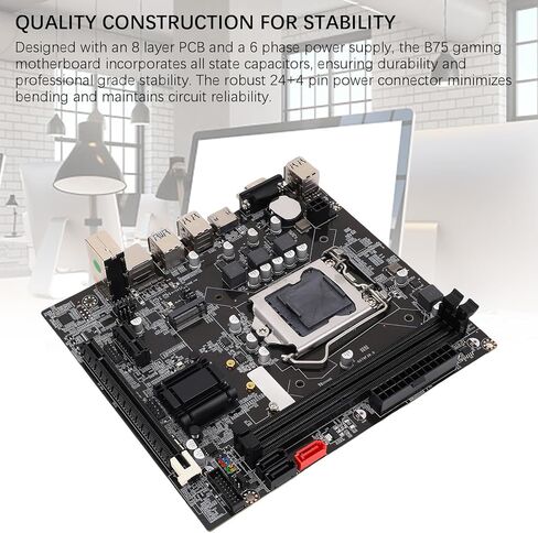 Asixxsix B75 Computer Motherboard, LGA 1155 Socket DDR3 16GB Gaming Motherboard with M2 NVMe NGFF ATA3 0 PCI E, PC Motherboard for Core i3 i5 i7 XeonE3 V2 Pentium Processors in Saudi Arabia