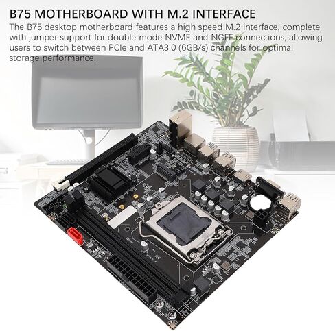 Asixxsix B75 Computer Motherboard, LGA 1155 Socket DDR3 16GB Gaming Motherboard with M2 NVMe NGFF ATA3 0 PCI E, PC Motherboard for Core i3 i5 i7 XeonE3 V2 Pentium Processors in Saudi Arabia