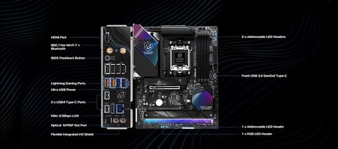 اللوحة الأم ASRock X870 Riptide WiFi AM5 + حزمة PG 1000G ATX3.1 PSU: Ryzen 9000/8000/7000 Ready، PCIe 5.1، Wi-Fi 7، USB4، 1000W Gold Power in Kuwait