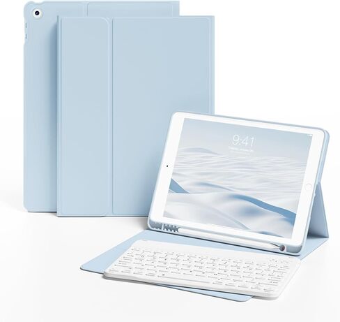 حافظة لوحة مفاتيح لجهاز iPad الجيل التاسع 10.2 بوصة 2021 مع حامل قلم رصاص، ظهر ناعم من مادة TPU، غطاء حامل لوحة مفاتيح قابل للفصل مغناطيسي لجهاز iPad 9th/8th/7th Gen (رمادي) in Kuwait