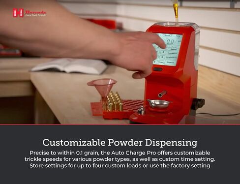 قياس مسحوق Hornady Auto Charge Pro - قياس دقيق للمسحوق وتوزيعه، دقيق حتى 0.1 كسب - يتميز بسرعات هزيلة قابلة للتخصيص، وشاشة تعمل باللمس بإضاءة خلفية ومستوى فقاعات مدمج in Kuwait