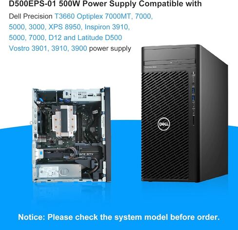 Upgraded D500EPS-01 DPS-500AB-58A L500EPS-01 500W Power Supply HU500EPS-00 VFFKJ Compatible with Dell XPS 8950 Vostro 3901 3910 Inspiron 3910 D12 Latitude D500 Optiplex 7000MT HU500EPS-01 Power Supply in Saudi Arabia