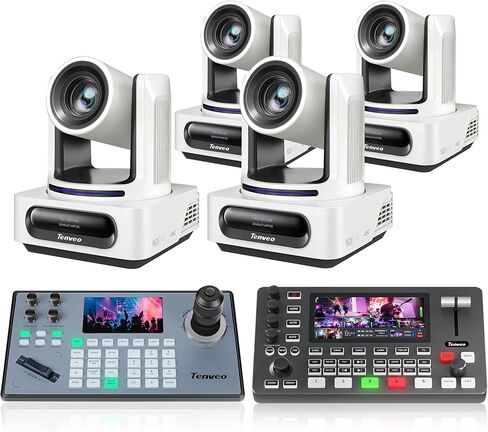 مجموعة/أطقم كاميرا Tenveo PTZ، كاميرا PTZ لتتبع 4K 20X AI NDI SDI/HDMI/USB3.0/LAN(PoE)(*4)، وحدة تحكم عصا التحكم NDI وخلاط محول فيديو 4K HDMI + SDI لتدفق الأحداث المباشرة لعبادة الكنيسة in Saudi Arabia