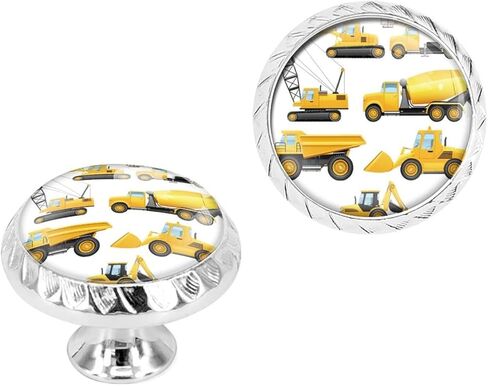 4 Pack Construction Vehicles And Machinery Trucks Bulldozer Crane Cabinet Knobs Crystal Glass Dresser Knobs Round Drawer Knobs Pulls Handles for Boys Girls Kids Room Decor Nursery Furniture Knobs in Saudi Arabia