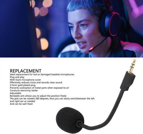 ميكروفون ألعاب بديل من VBESTLIFE، ذراع ميكروفون بديل للألعاب 3.5 مم لـ G PRO لـ Logtech G PRO X، إلغاء الضوضاء قابل للفصل in Saudi Arabia