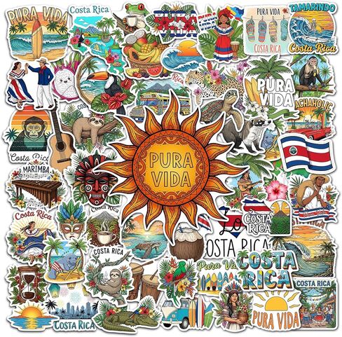 50 Pcs Caribbean Stickers Waterproof Tropical Vinyl Decal Island Life Sticker Laptop Water Bottle Tablet Phone Luggage Scrapbook Journal Skateboard Guitar Fridge Gifts for Teens Adults in Saudi Arabia