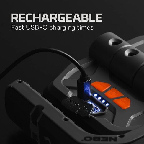 NEBO OMNI 3K Rechargeable Work Light | 3000 Lumens COB, 6 Light Modes, Rotating Magnetic Handles, Built-In Power Bank, Water Resistant, Portable Camping Lantern, Includes USB-C Charging Cable in Saudi Arabia