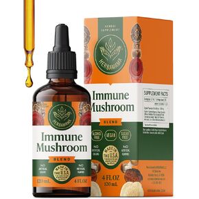 HERBAMAMA Super Immune Mushroom Supplement - Vegan 8-Mushroom Complex Blend with Reishi, Lion's Mane, Cordyceps & Chaga Extract - Non-GMO, Alcohol-Free, Sugar-Free Immunity Drops, 56-Day Supply in Saudi Arabia