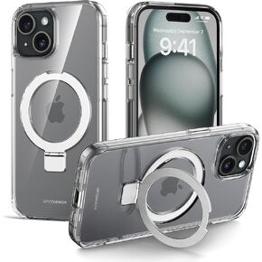 حافظة مرنة لهاتف آيفون 17 برو، مسند قابل للدوران 360 درجة، متوافق مع MagSafe، غطاء واقي نحيف، مقاوم للصدمات (شفاف) in Kuwait