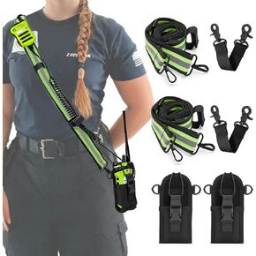Firefighter Radio Strap and Holder | Reflective Adjustable Shoulder Mic Holder for Walkie Talkie & Two-Way Radio | EMS, Security, Event Staff | Durable Nylon with Metal Clips (2 Pack) in Saudi Arabia