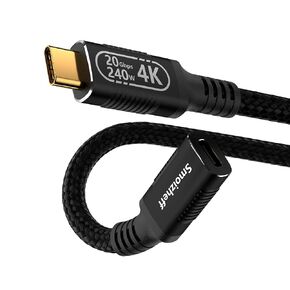 كابل تمديد USB C بطول 20 قدمًا/6 متر، نقل بيانات بطول إضافي 20 جيجابت في الثانية، شحن 100 وات، فيديو 4K عند 60 هرتز، سلك تمديد من النايلون المضفر ذكر إلى أنثى لأجهزة الكمبيوتر المحمول والكمبيوتر اللوحي والمسرح المنزلي والشاشة ووحدة التحكم في الألعاب. in Saudi Arabia