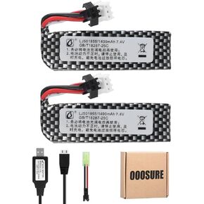 2 قطعة 7.4 فولت 1400 مللي أمبير 25C 501855 بطاريات Lipo Airsoft Gun مع كابل شحن 2S وSM2P إلى Mini Tamiya Switch Cable لبنادق هلام Airsoft استبدال البطارية لـ STD-X2 (قطعتان) in Kuwait