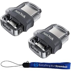 SanDisk Ultra (عبوتان) محرك أقراص مزدوج m3.0 لأجهزة Android وأجهزة الكمبيوتر حزمة محرك أقراص فلاش مع كل شيء ما عدا حبل سترومبولي (64 جيجابايت 2 حزمة) in Kuwait