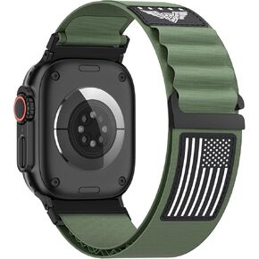 Patent Pending Alpine Loop Nylon Bands Compatible with Apple Watch Ultra 3 2 1 Band Men 49mm 46mm 45mm 44mm 42mm, Nylon Sport Strap Star-Stripe Flag Wristband for iWatch Series SE 11 10 9 8 7 6 5 4 3 in Kuwait