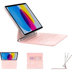 حافظة لجهاز iPad الجيل 11th 10th مع لوحة مفاتيح - لوحة مفاتيح سحرية بإضاءة خلفية 7 ألوان لجهاز iPad 11 بوصة A16 2025 الجيل العاشر 10.9 بوصة 2022 (وردي) in Kuwait
