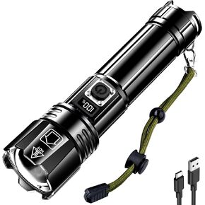 AKNEAR Rechargeable LED Flashlight High Lumens, Super Bright Flashlights with Zoomable & USB C Rechargeable & 5 Light Mode & IPX-7 Waterproof, Powerful Flash Light for Home, Hiking, Camping in Kuwait