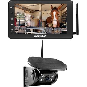 كاميرا احتياطية لاسلكية تعمل بالطاقة الشمسية لشاحنة RV - كاميرا وصلة مغناطيسية ببطارية 15000 مللي أمبير في الساعة وشاشة 7 بوصات نطاق 320 قدمًا - مقطورة العجلة الخامسة BUTOA-X (لوحة شمسية 5 وات IP69K مقاومة للماء) in Kuwait