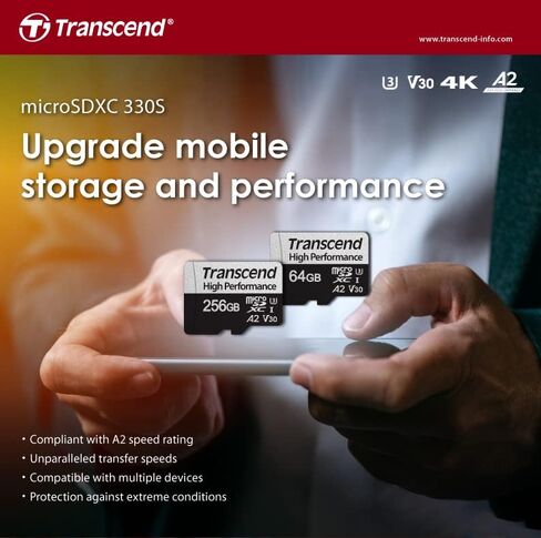 بطاقة ذاكرة MicroSDXC 330S عالية الأداء بسعة 64 جيجابايت (عبوة واحدة) من ترانسيند للألعاب والهواتف الذكية والكاميرات مع (1) قارئ GoRAM (64 جيجابايت) in Saudi Arabia