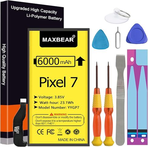 MAXBEAR Google Pixel 7A Battery, (Upgraded) 6000mAh 3.85V Li-Polymer Replacement Battery for Google Pixel 7A Model GWKK3, GHL1X, G0DZQ, G82U8 with Repair Tool Kit in Saudi Arabia