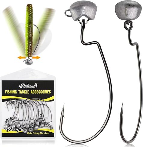 Dovesun Ned Rig Jig Heads Weedless Jig Head for Bass Fishing Swimbait Jig Head Shaky Ned Rig Hooks Saltwater Freshwater 15PCS 1/0 2/0 3/0 in Saudi Arabia