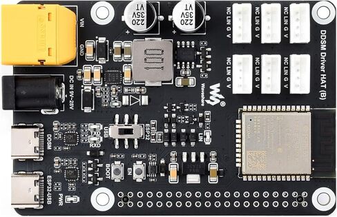 Direct Drive Servo Motor Driver Board (B) Suitable for Raspberry Pi 5 /4B, 2.4G WiFi Support, for DDSM400 Hub Motor, ESP Now Support, via ESP32 UART or Type-C USB Port @XYGStudy (DDSM Driver HAT (B)) in Saudi Arabia