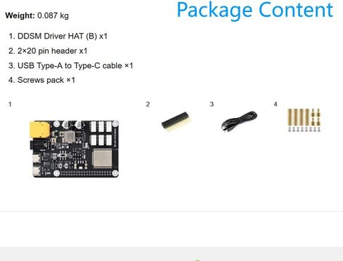 Direct Drive Servo Motor Driver Board (B) Suitable for Raspberry Pi 5 /4B, 2.4G WiFi Support, for DDSM400 Hub Motor, ESP Now Support, via ESP32 UART or Type-C USB Port @XYGStudy (DDSM Driver HAT (B)) in Saudi Arabia