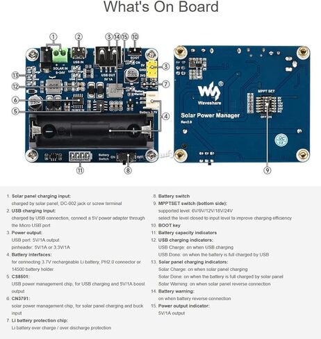 Solar Power Management Module for 6V~24V Solar Panel Can Charge 3.7V Li Battery USB Connection High-Efficiency Stability Safety in Saudi Arabia